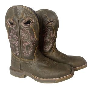 Double H Work Western Women’s phantom rider Boots Brown Leather Size 10 M